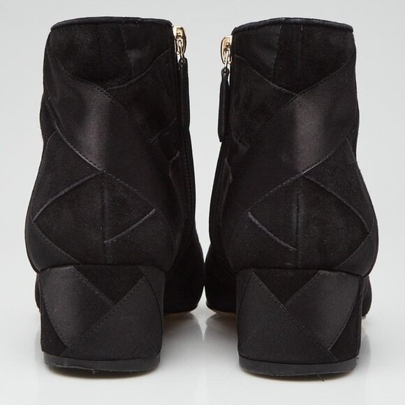 Chanel Black Suede/Fabric Ankle Booties Size 4.5/35 - Picture 4 of 4